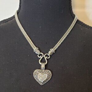 Lia Sophia " Love Dust" cut crystal Heart Pendant Necklace